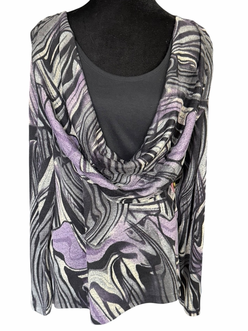 Women's Susan Lawrence Long Sleeve Tee, Size L, Black and Purple